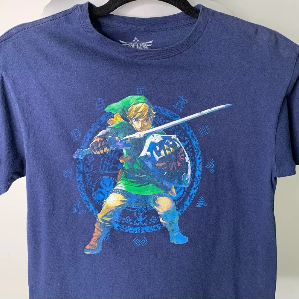 Nintendo Boy's Blue Legend of Zelda Link T-Shirt Short Sleeve Size Medium